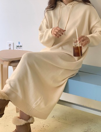 후디 니트 드레스(3color)